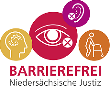 Logo Barrierefreiheit der Niedersächsischen Justiz (link zu Informationen zur Barrierefreiheit beim Landesjustizportal)